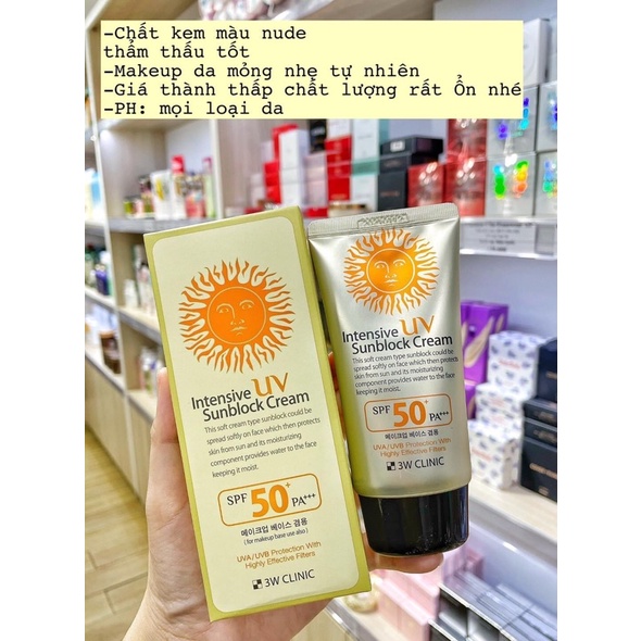 Kem Chống Nắng 3W Clinic Intensive UV Sunblock Cream SPF50+/ PA+++