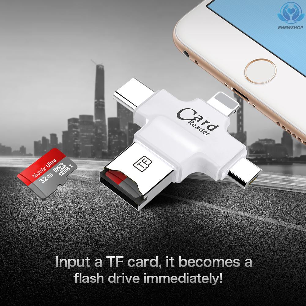 【enew】TF Card Reader 4-in-1 TF Memory Card Reader Adapter for /Android/PC