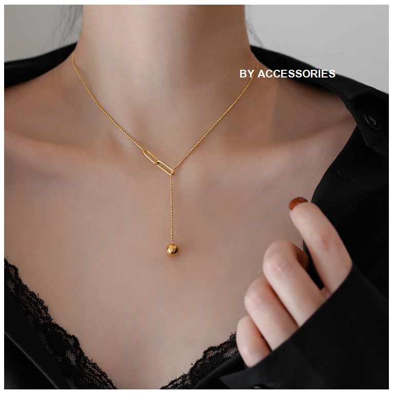 Dây chuyền titan chuỗi bi phối xích rỗng và mặt bi tròn không gỉ