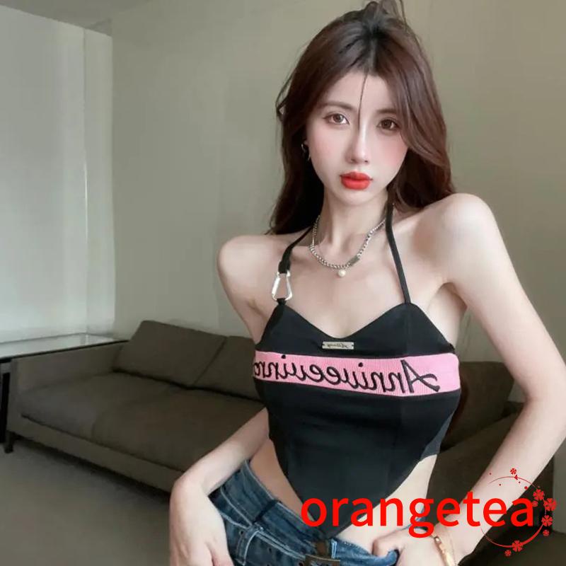 Áo Croptop Cổ Chữ V Thêu Chữ Thời Trang Mùa Hè Cho Nữ