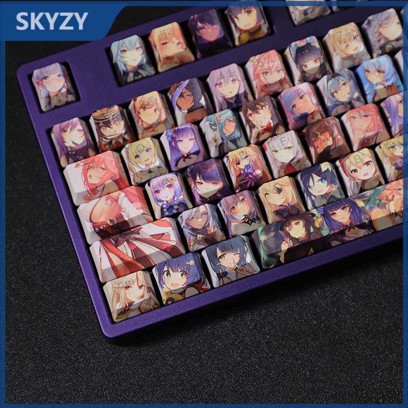 Genshin Impact Keycap Cherry Profile Anime Truyền ánh sáng PBT DYE SUB Bàn phím cơ keycaps