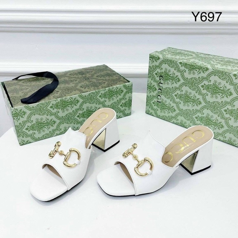 Dép nữ bản to phôi xích ngang gót loe 5cm cực xinh