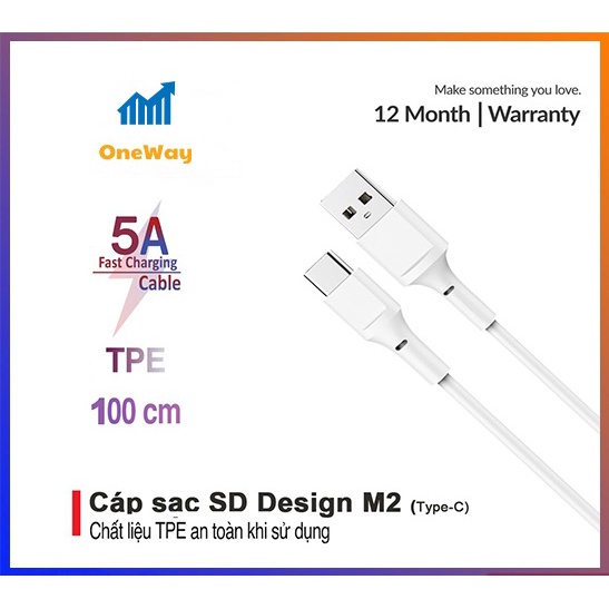 Cáp sạc Type C CHÍNH HÃNG M2 - sạc ổn định, chất liệu cao cấp, bảo hành 1 đổi 1