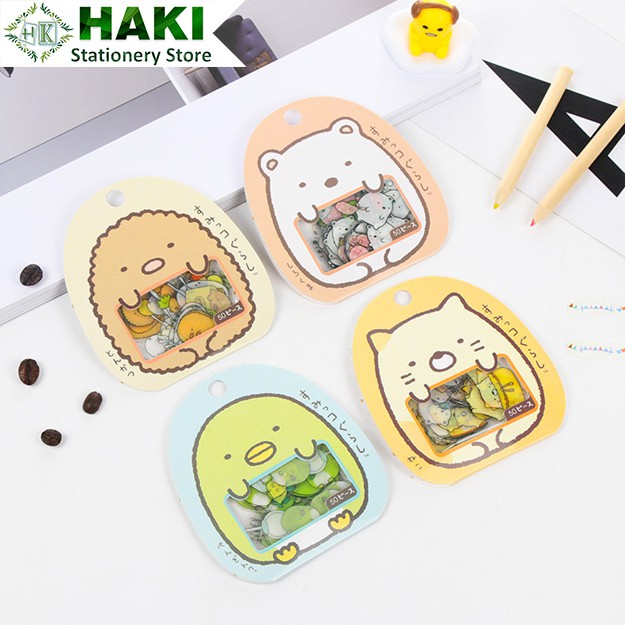 Sticker cute hoạt hình HAKI, hình dán sticker cute 50 miếng trang trí sổ đáng yêu dễ thương giá rẻ ST01