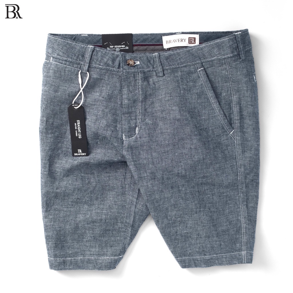 Quần short linen bố Ginco vải mềm mịn thoáng mát, form regular fit - Bravery