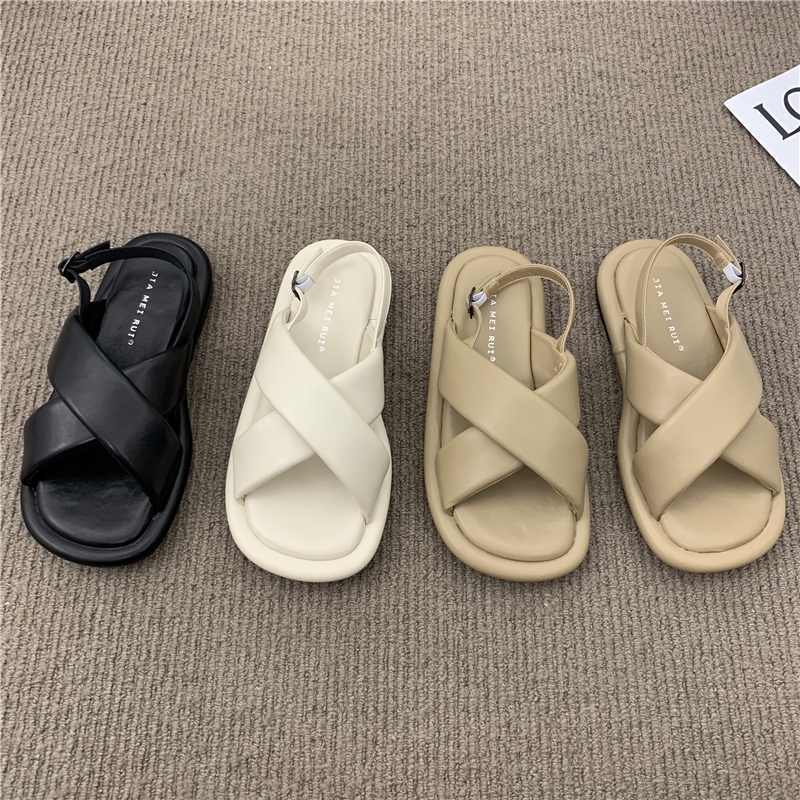 ☾Giày Sandal Mềm Đế Bằng Phong Cách Hàn Quốc Thời Trang Mùa Hè 2022 Cho Nữ