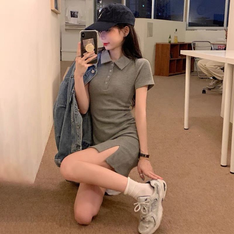 VÁY BODY ÔM THÂN POLO XẺ TRƯỚC CHẤT THUN GÂN TĂM CAO CẤP✨