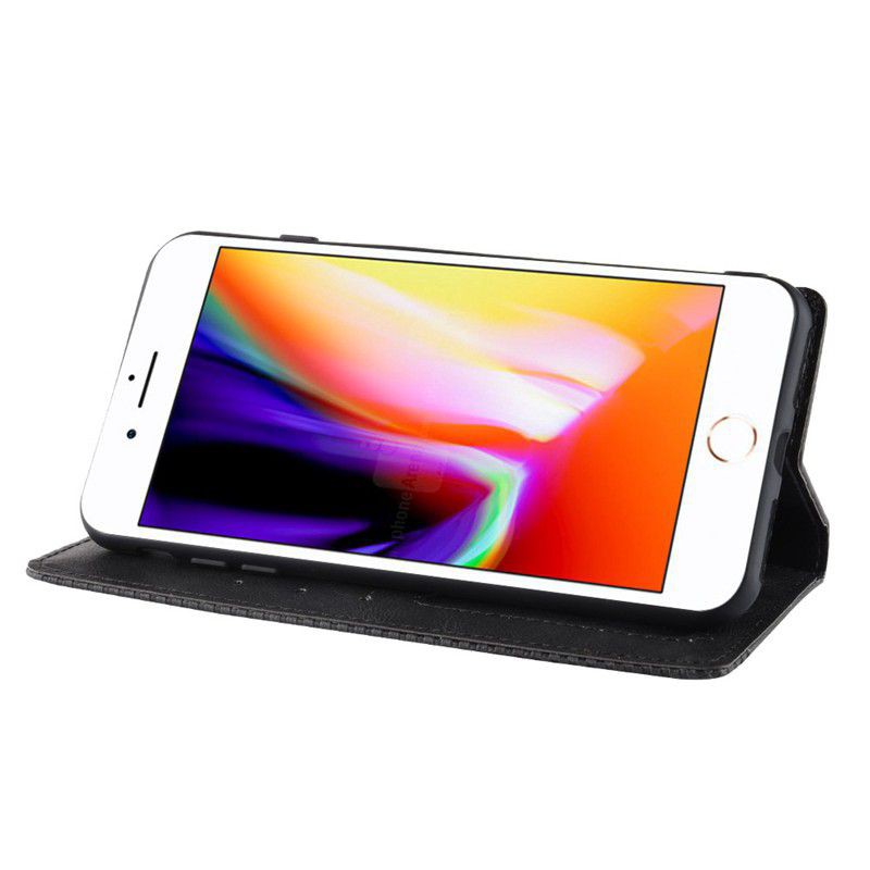 Bao da PU nắp gập có khe đựng thẻ/tiền kiêm giá đỡ cho iPhone 6 6S 7 8 Plus X 11 Pro Max