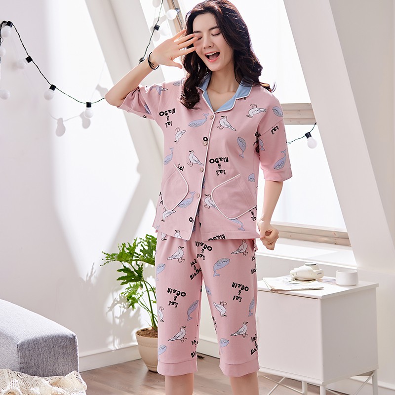 [Ảnh thật] BỘ LỬNG NỮ, BỘ PIJAMA NỮ style Hàn Quốc, chất COTTON 100% thông thoáng | BigBuy360 - bigbuy360.vn
