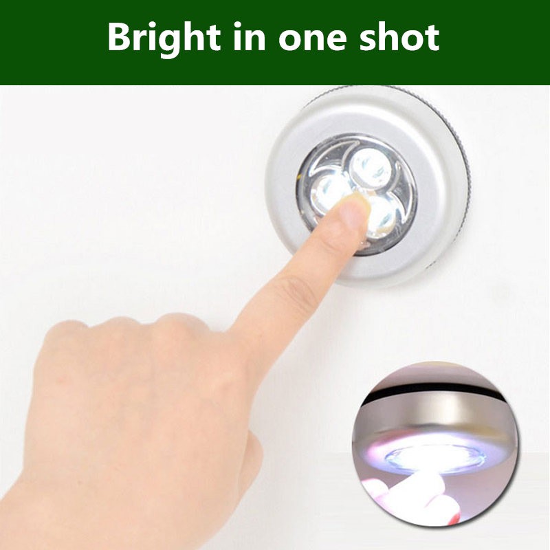 3 LED Stick Touch Light Lamp Battery Powered Wireless Stick-on Touch Night Light