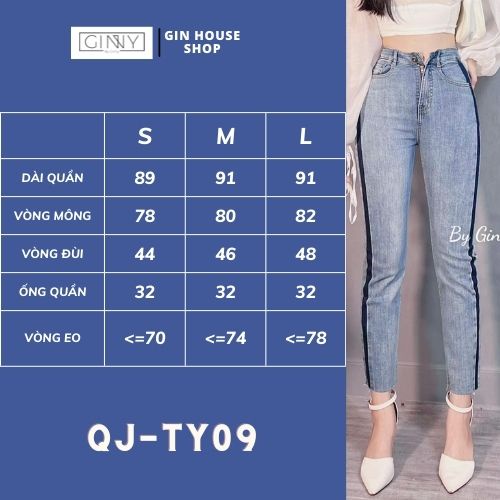 Quần jean co giãn ống đứng phối viền 2 bên TY-09 GINNY trendy ống rộng siêu đẹp | GinHouseShop