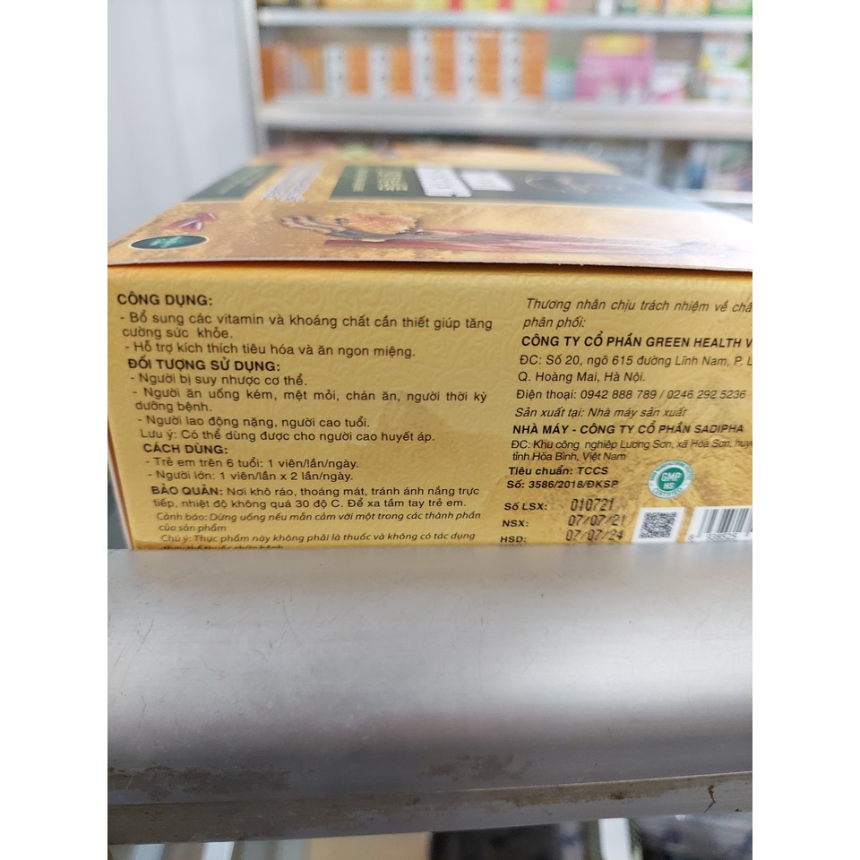 GREEN GINGSHENG - giúp tăng cường sức khỏe, bổ sung vitamin và khoáng chất- hộp 60 viên