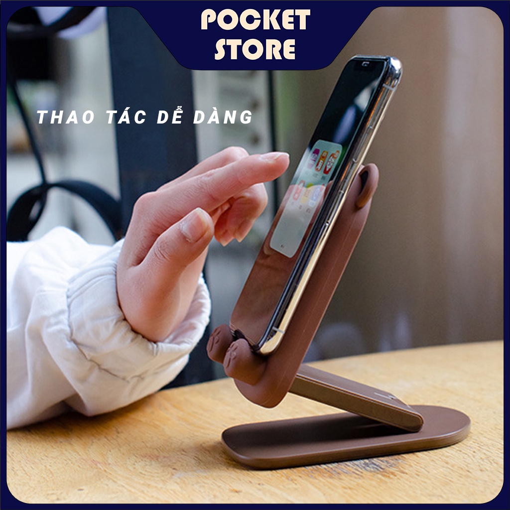 Giá đỡ Điện thoại để bàn gấp gọn hình Thú cute Lướt web, xem Video Pocket Store
