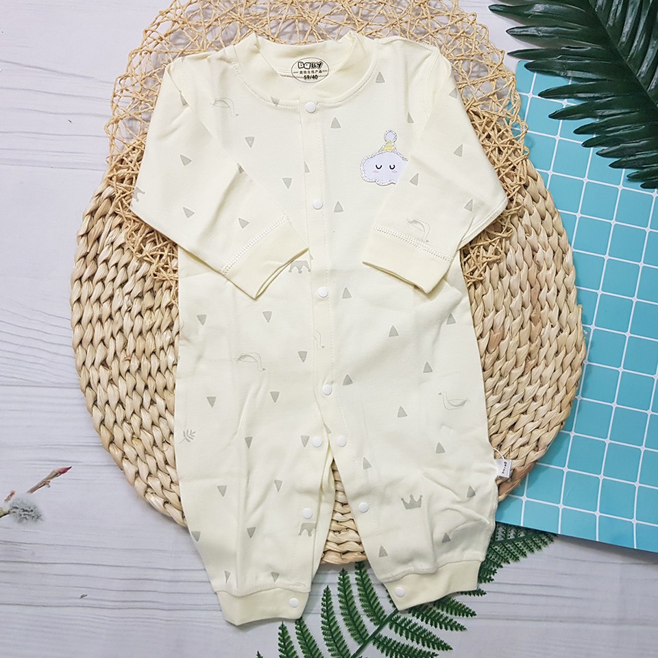 Body Dài Tay Cotton Nỉ Cho Bé Cúc Cài Giữa Mẫu Đẹp