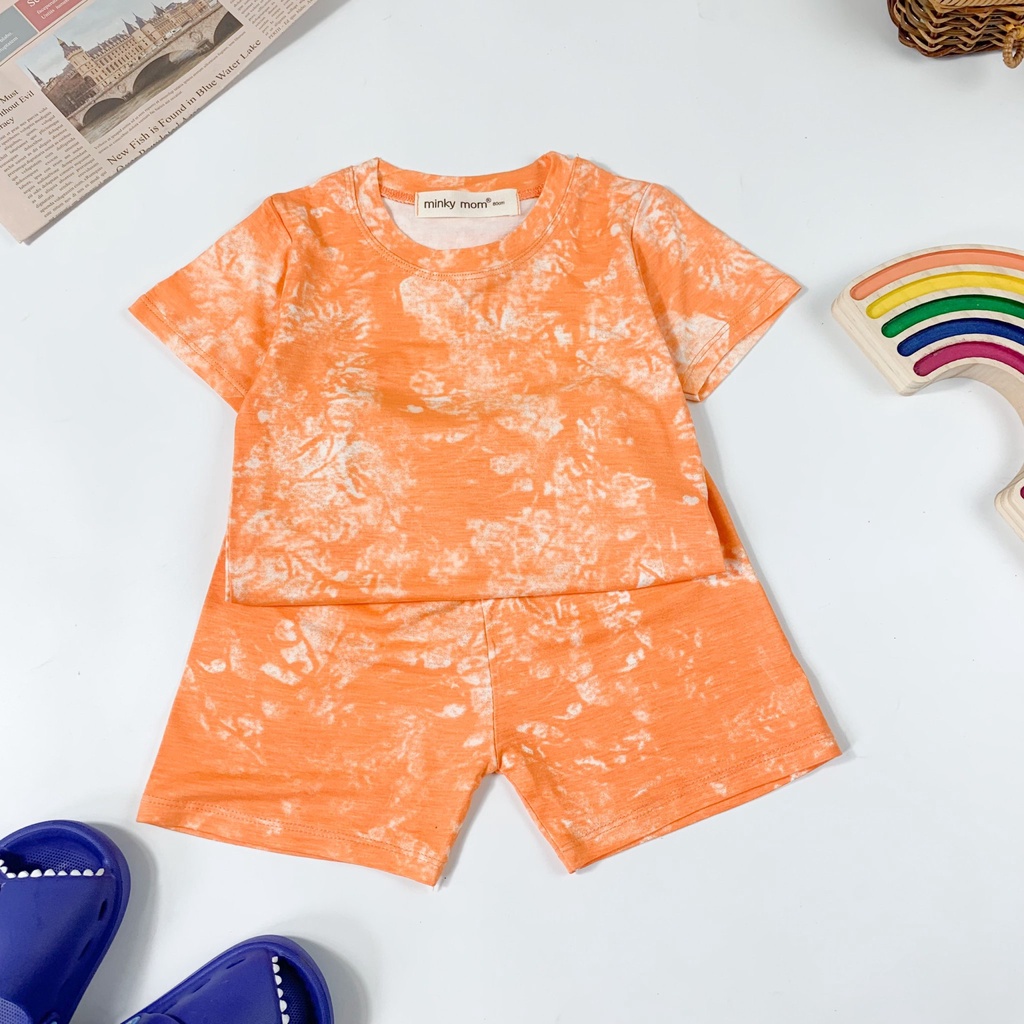 [SALE] Bộ Cộc Tay Cho Bé Trai, Bé Gái Minky Mom Vải Thun Lạnh Loang Màu Tye Dye Trơn, Đồ Bộ Cho Bé Mặc Nhà MKM2235