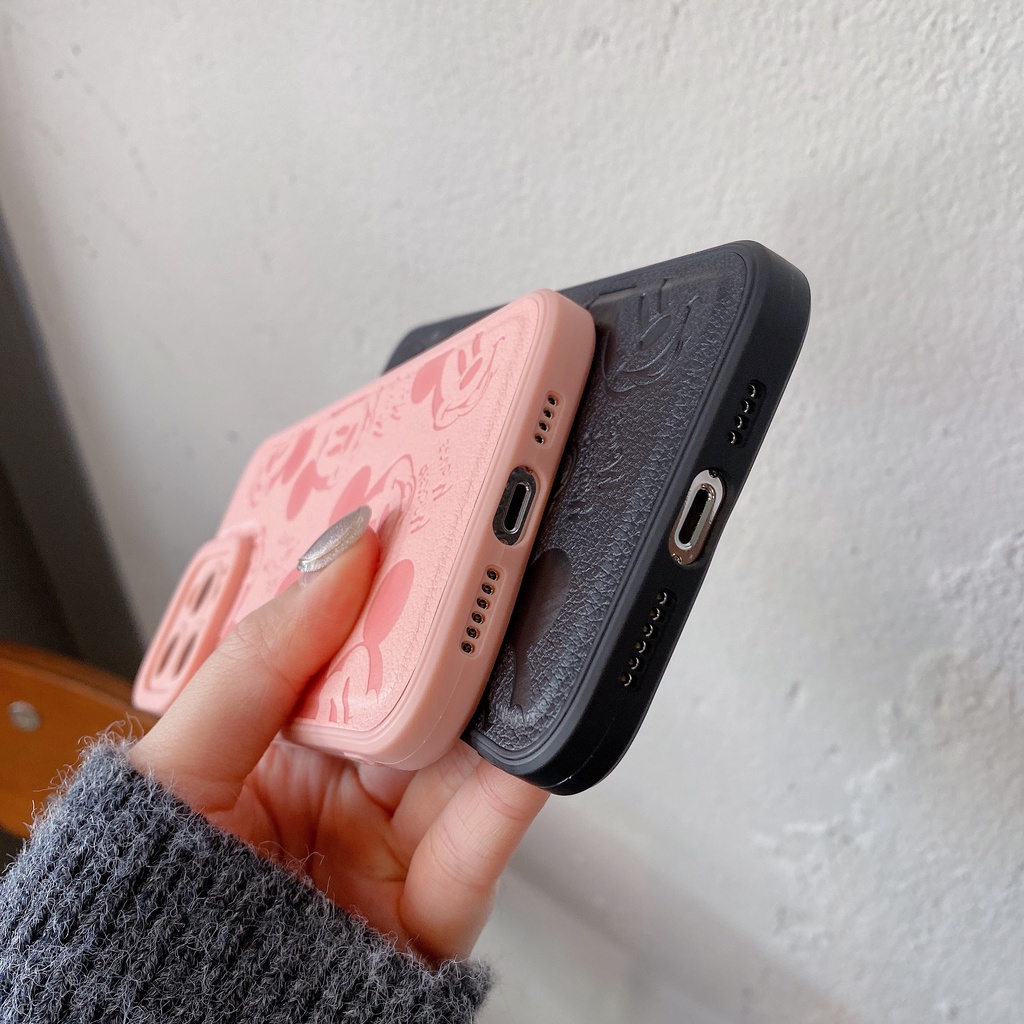 Ốp Điện Thoại Da Dập Nổi Hình Mickey Disney Cho iphone 13 Pro Max i13 13pro 11ProMax i11 iX XS XsMAX 7plus 8plus 12Pro 12 Pro Max