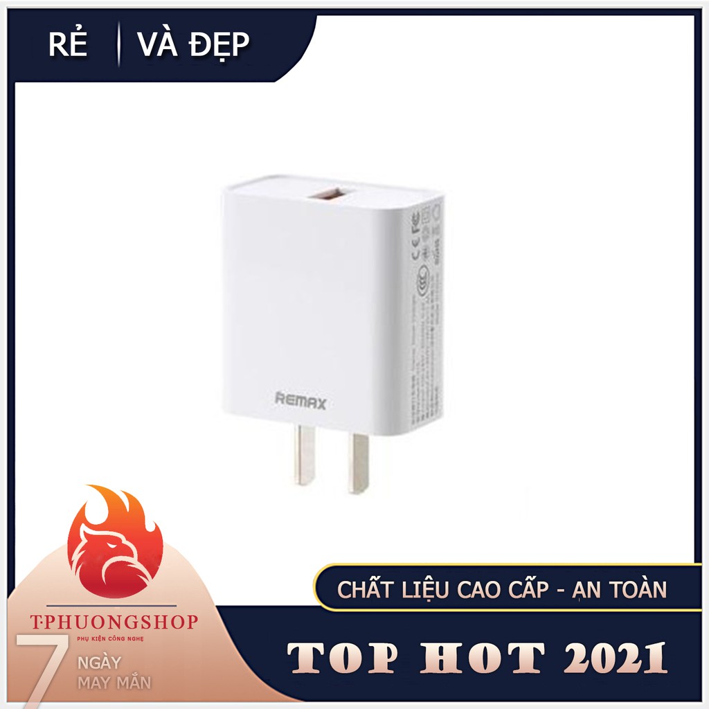 Củ sạc nhanh QC 3.0 Remax RP-U113 cho smartphone và tablet Samsung, Oppo, Iphone, Ipad