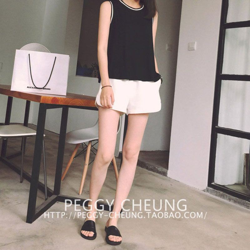 Quần sọt lưng cao chất liệu co giãn thiết kế dáng rộng thoải mái