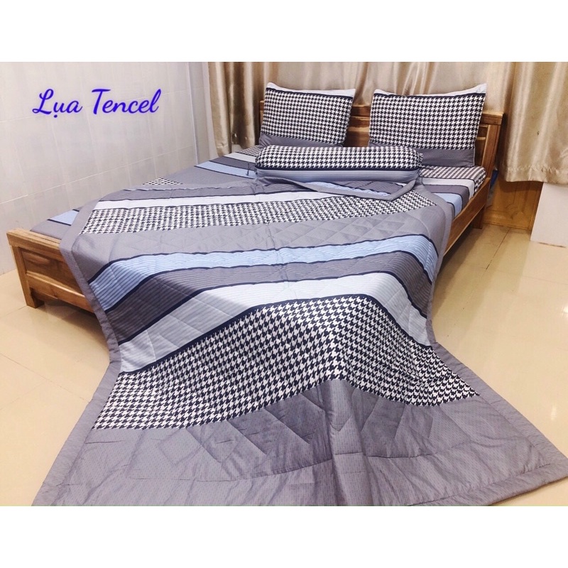 SET 5 MÓN DRAP VỎ GỐI CHĂN VẢI TENCEL MỀM MÁT (inbox size & mẫu)