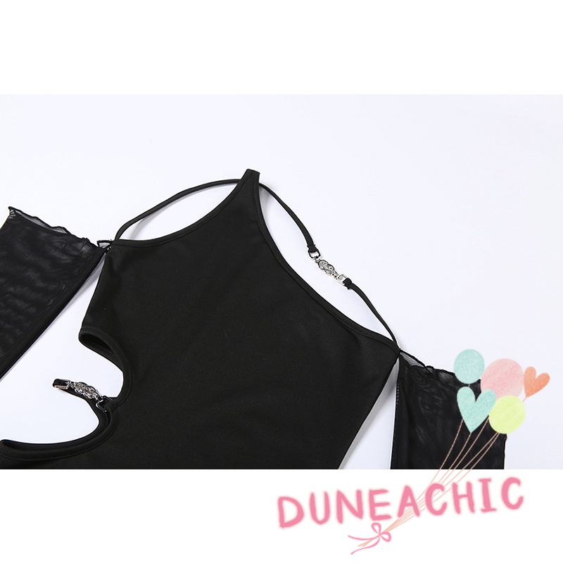 DUNEA Đầm Trễ Vai Phối Lưới Hở Lưng Quyến Rũ Thời Trang Dành Cho Nữ