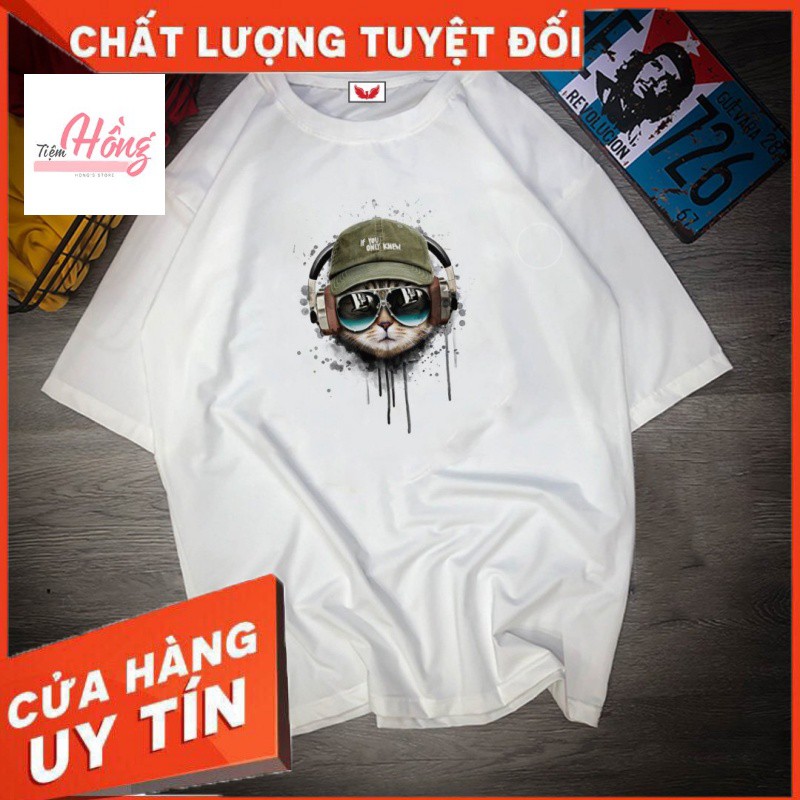 (HÀNG CHUẨN) Áo Phông in hình đẹp Mèo đeo tai nghe chất nam nữ thoáng mát | BigBuy360 - bigbuy360.vn