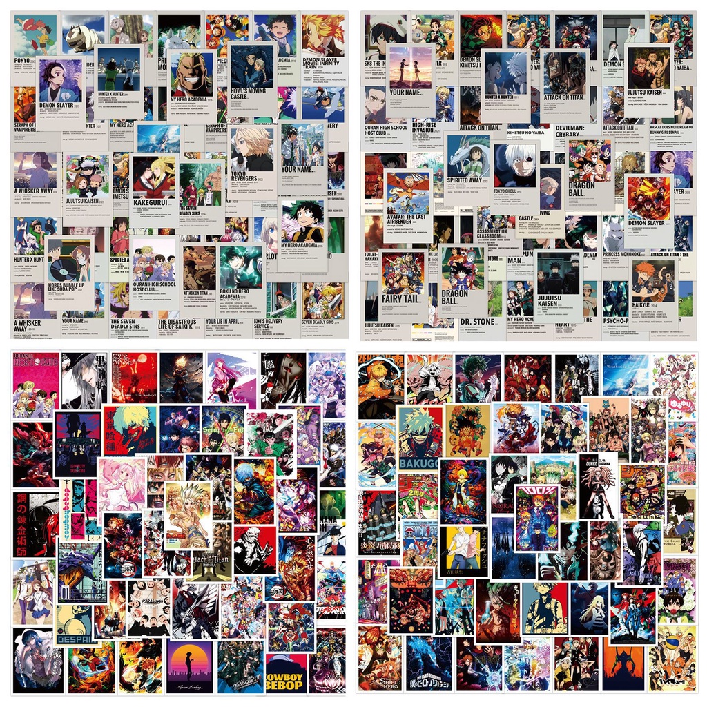 Bộ 50 miếng dán trang trí laptop điện thoại hình anime Demon Slayer 11 mẫu khác nhau đẹp mắt