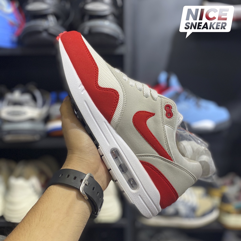 Giày nike air max 1 OG Anniversary Red (2017/2018 restock pair) - White/red phiên bản high quality | Nice Sneaker .