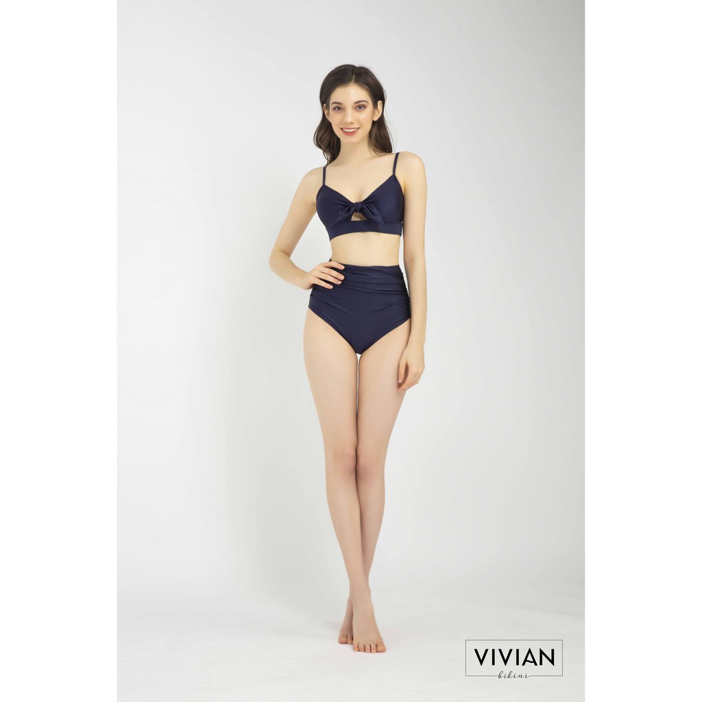 Quần bơi lẻ BIKINI PASSPORT Lưng cao phối nhún - Xanh navy-VS142_NV | BigBuy360 - bigbuy360.vn