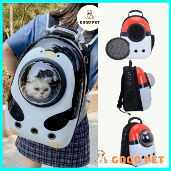 Balo đựng mèo Balo phi hành gia trong suốt tháo lắp kính size 42 x 33 x 22 cm GOGO PET