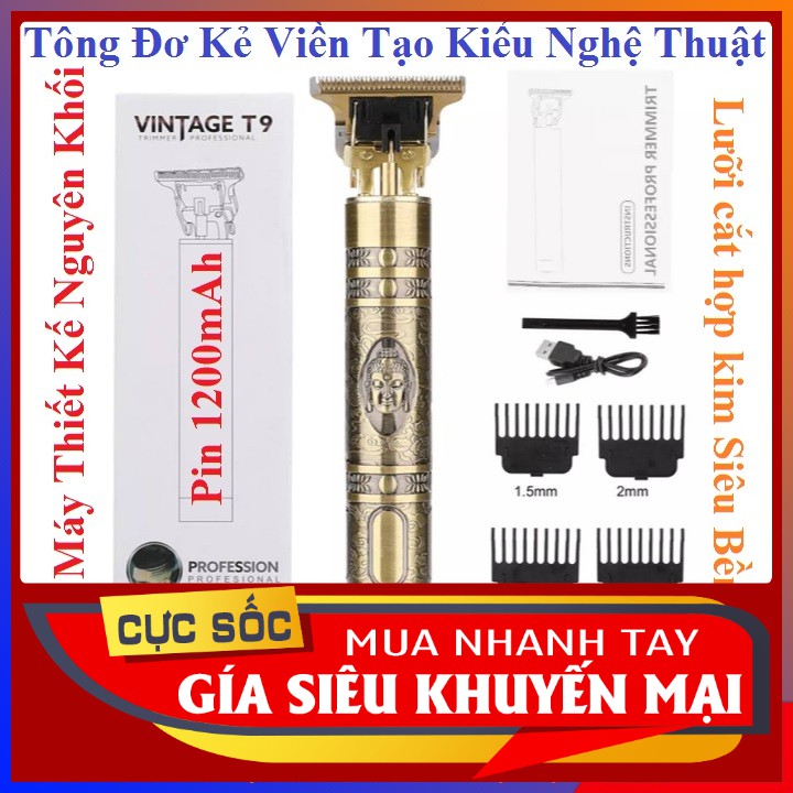Tông Đơ Cắt Tóc Kẻ Vẽ Viền Phật Tổ Cao Cấp Salon và Gia Đình Thân Đồng Nguyên Khối Pin Khủng 1200 mAh [ Video Ảnh Thật ]