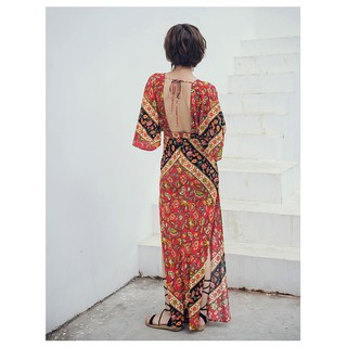 Đầm Maxi Hoa Cổ V Thanh Lịch Cho Nữ