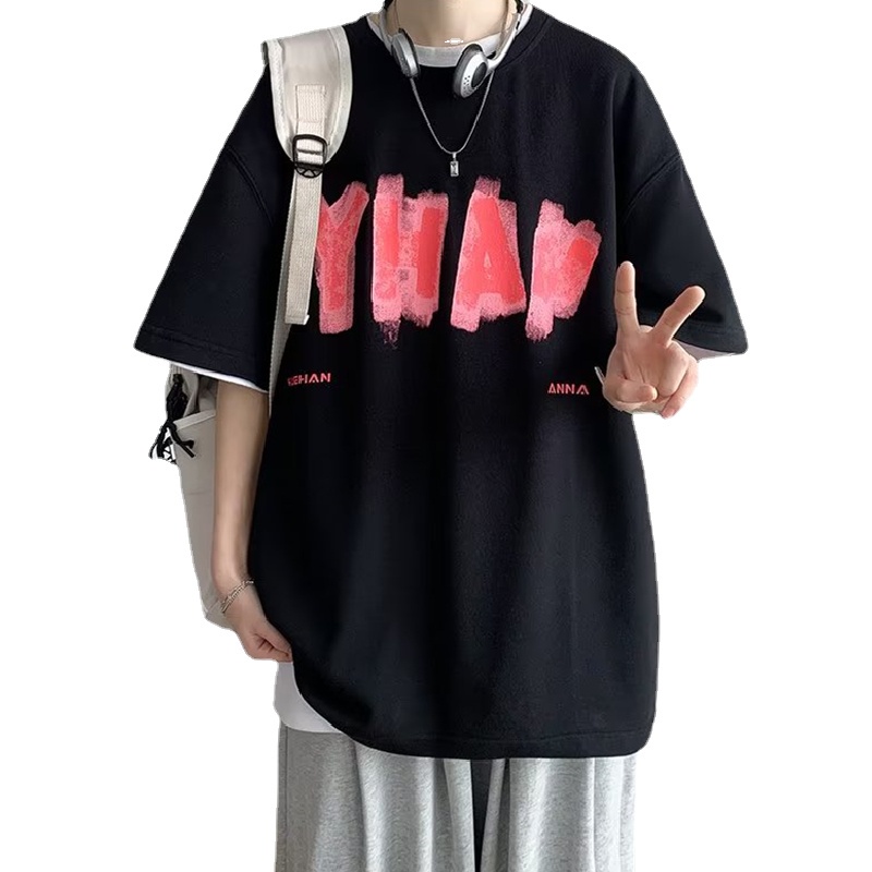 Áo Thun Tay Ngắn Dáng Rộng In Chữ Phong Cách Hip Hop Nhật Bản Thời Trang Mùa Hè Cho Nam Và Nữ size M-8XL