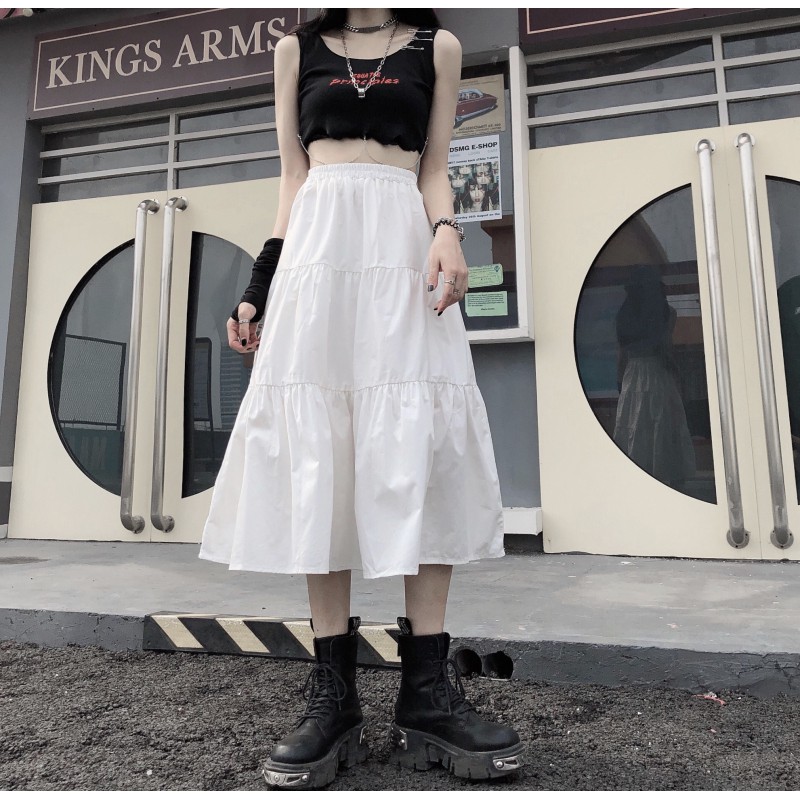 Chân váy midi Goness vải voan 2 lớp lưng cao màu trơn thiết kế thanh lịch cho nữ | BigBuy360 - bigbuy360.vn