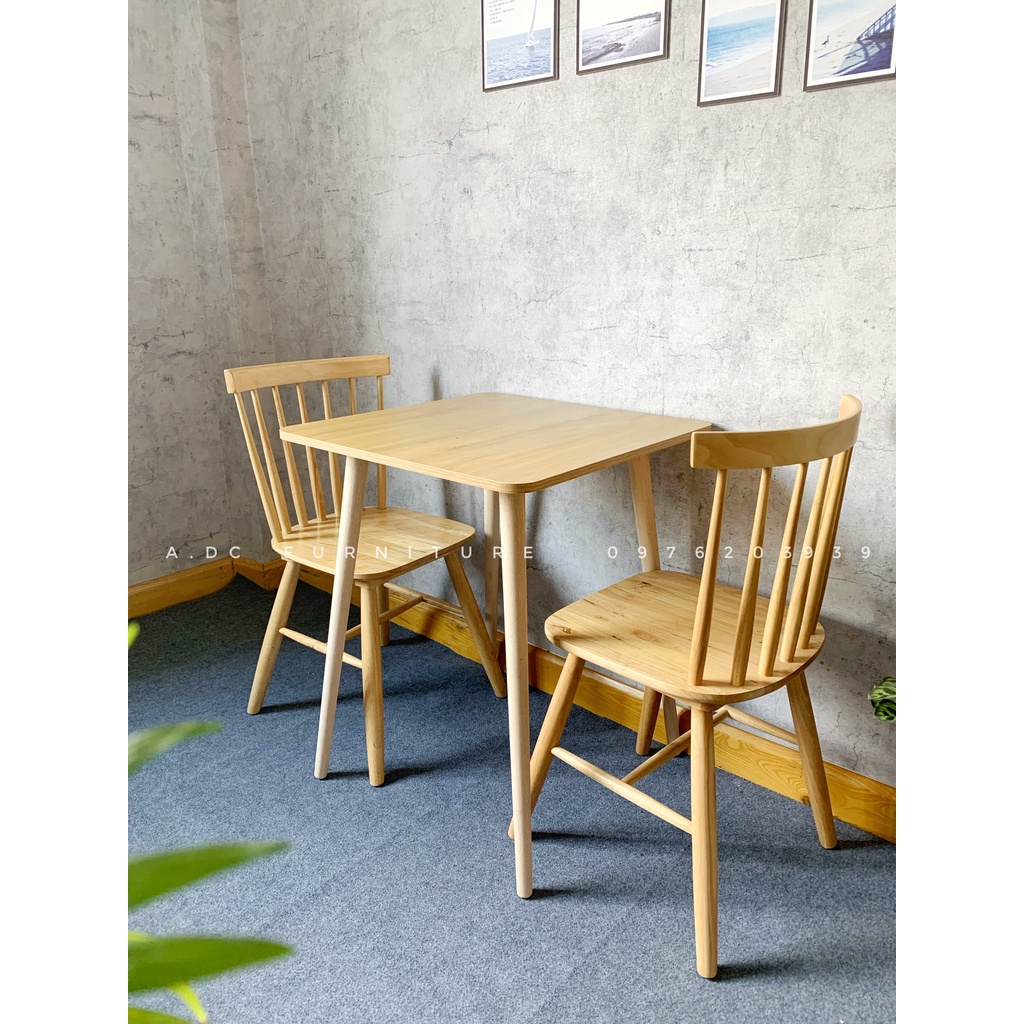 Bàn Ăn, Cafe Hình Vuông Kèm 2 Ghế