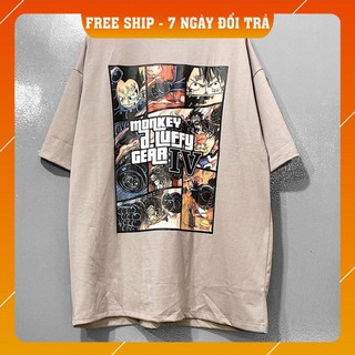 Áo thun tay lỡ monkey luffy gear iv form rộng unisex