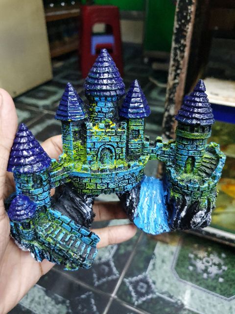 LÂU ĐÀI TRANG TRÍ HỒ CÁ NON BỘ 14x7x13cm MẪU 2