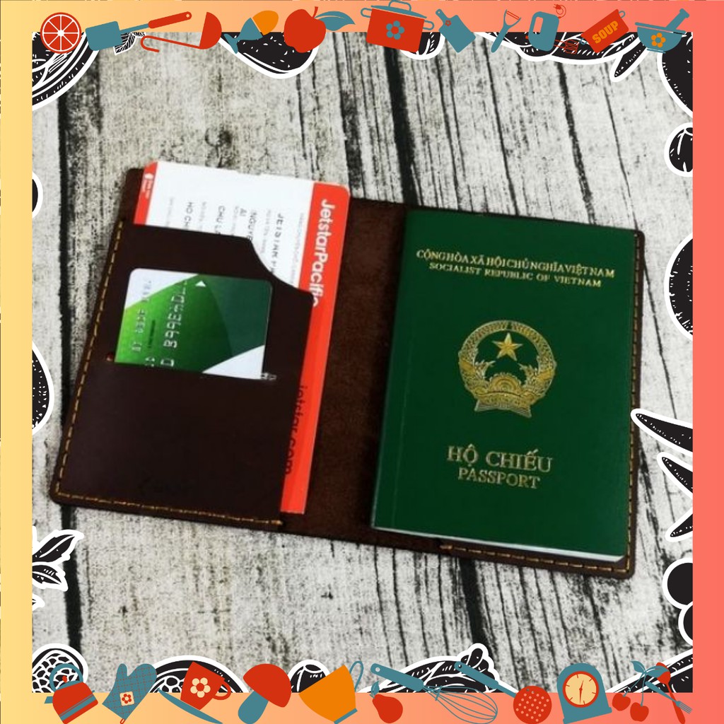 [❤️ Rẻ Vô Địch ❤️] Ví đựng passport da bò, bao đựng hộ chiếu da bò thật 100% handmade Daboo PP526