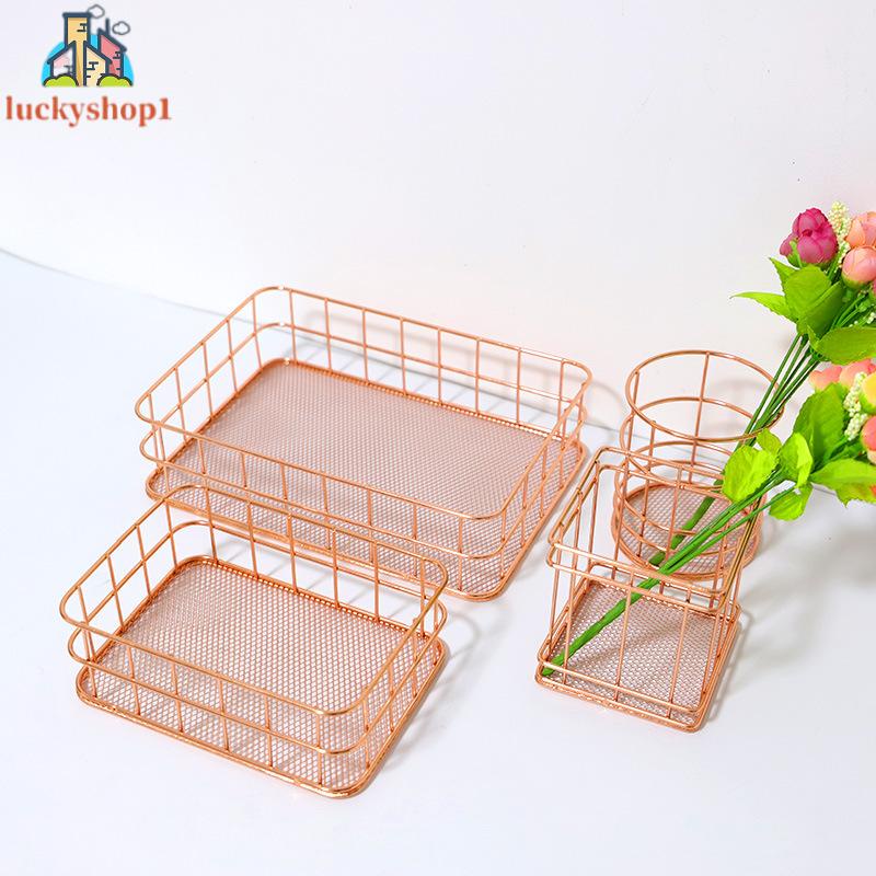Rổ Lưới Sắt Đựng Bút Để Bàn Phong Cách Bắc Âu