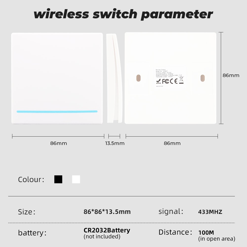 Bảng Công Tắc Đèn Smatrul Ev1527 Thông Minh Điều Khiển Từ Xa Không Dây Rf 433mhz Ask 1/2/3 Gang