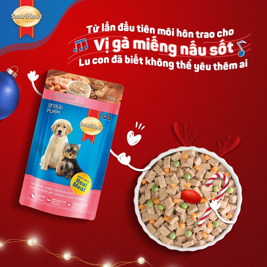 Pate cho chó Smart heart 130g vị gà bò, thức ăn ướt chó lớn nhỏ cún cưng Con Mèo Xiêm