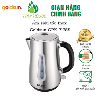 Ấm siêu tốc inox goldsun gpk-717ss dung tích 1,7l 1800w, bảo hành chính hãng 12 tháng