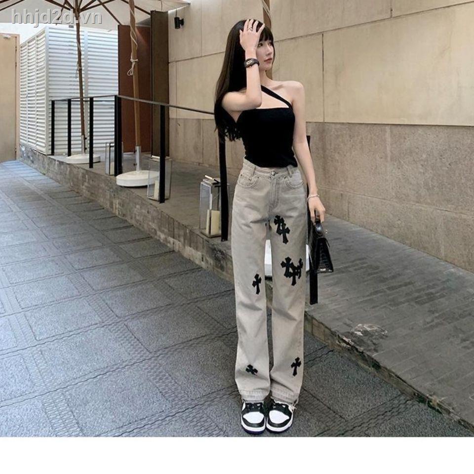 ✸Quần Jeans Dài Ống Rộng Lưng Cao Thời Trang Cho Nữ