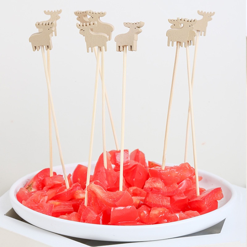 Set 100 Nĩa Tre Ăn Món Tráng Miệng / Hoa Quả Đa Năng Hình Nai Sừng Tấm