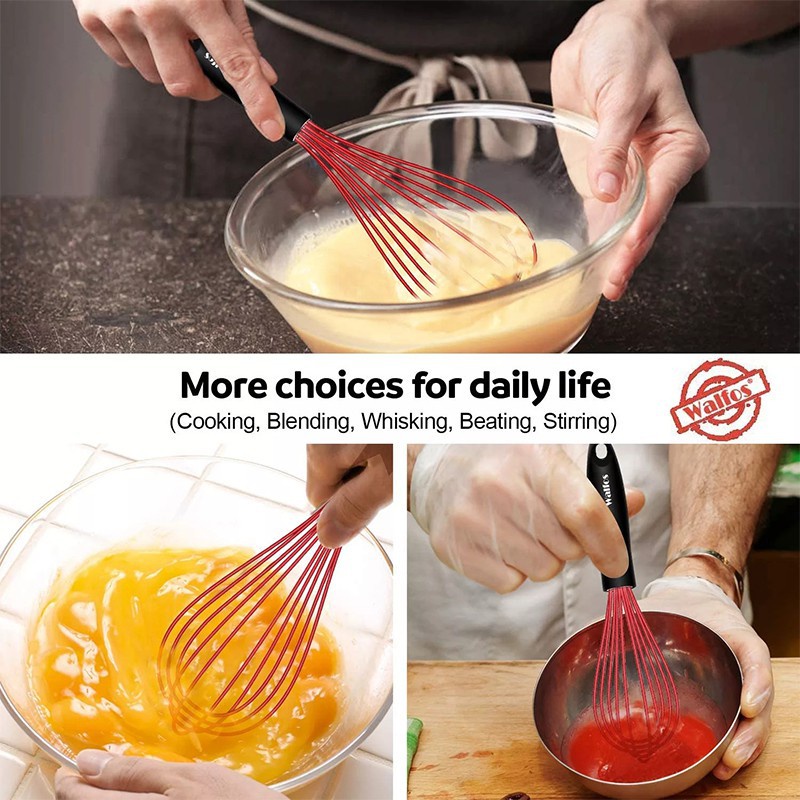 Bộ dây thép không gỉ Walfos Silicone Whisk Bộ chịu nhiệt