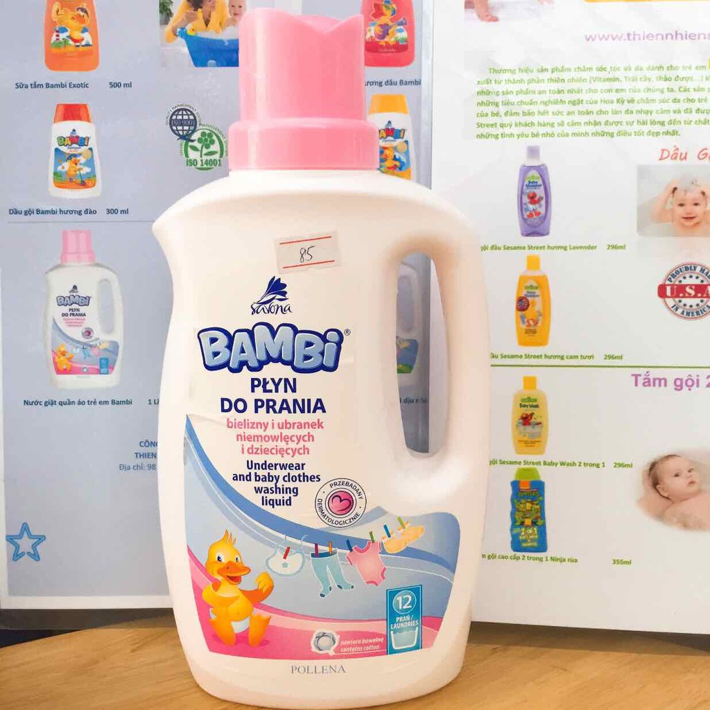 Nước Giặt Quần Áo Trẻ Sơ Sinh Và Trẻ Nhỏ Bambi Baby 1L