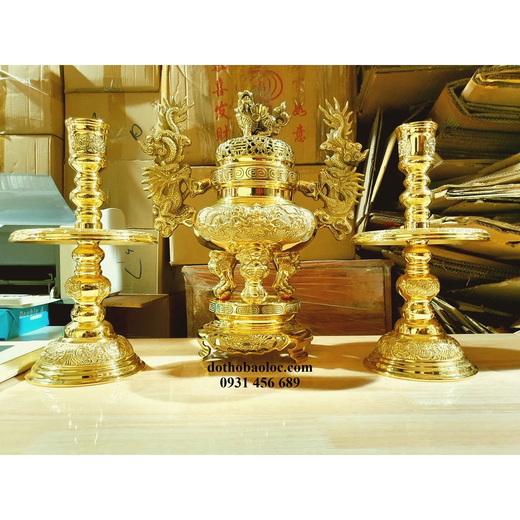Bộ tam sự bằng đồng thương hiệu Hiệp Tiến Phát cao 45cm