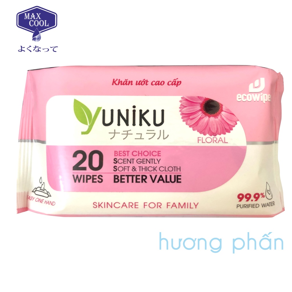 1 gói khăn ướt Yuniku 20 tờ ( mini bỏ túi)