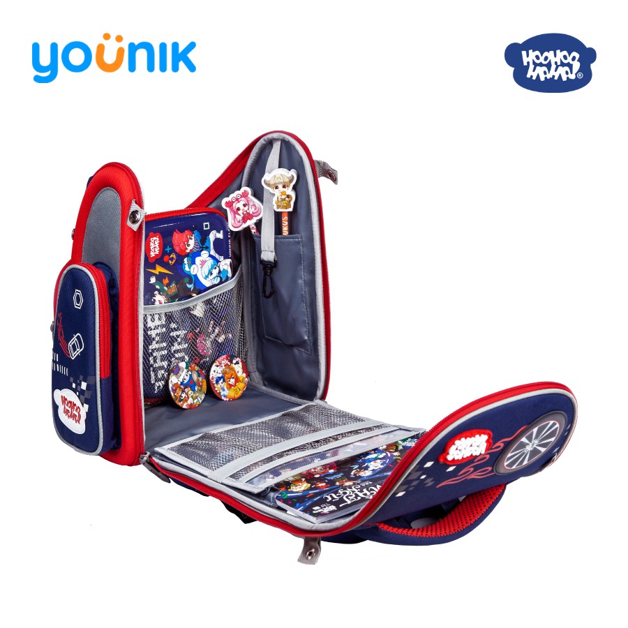 Balo Younik Chống Gù Cao Cấp Chuẩn Ergonomic Châu Âu Lớp Học Mật Ngữ Milita in hình dễ thương cho bé tiểu học