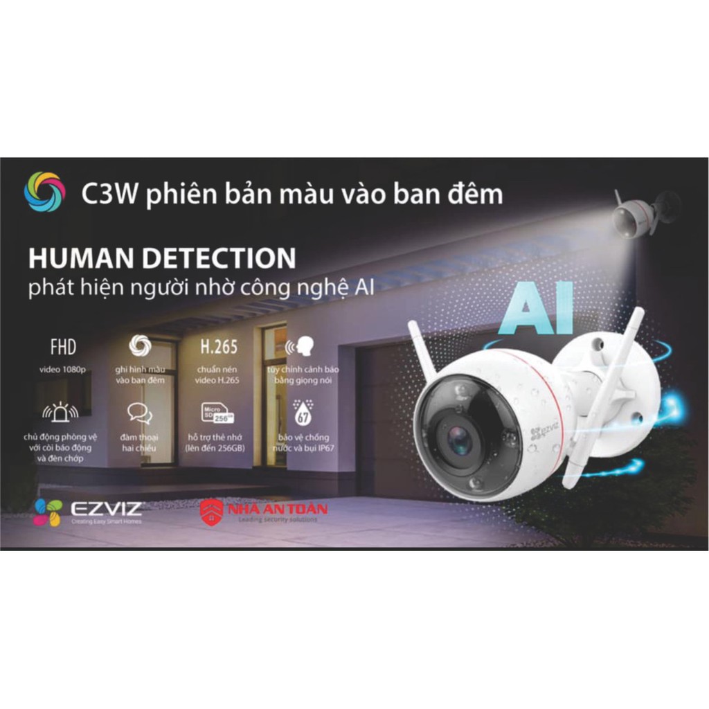 Camera Ezviz C3W Full Color Pro 1080P, 2K, 2Mpx, 4Mpx (Báo Động Bằng AI) Có Màu Bang Đêm, Chính Hãng, Bảo Hành 24TH