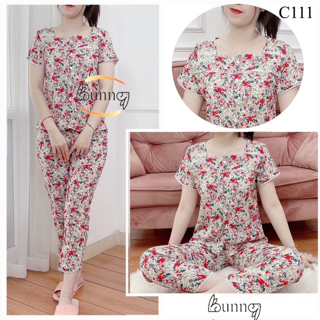 [BunnySky] Đồ bộ mặc nhà, mặc sau sinh quần áo bộ nữ đơn giản